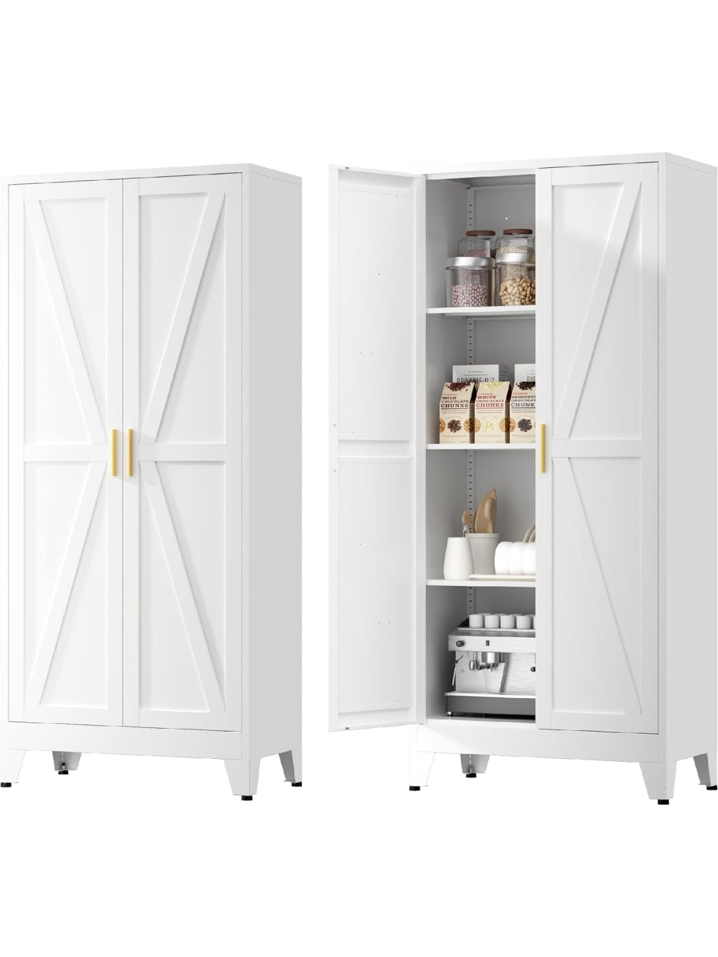 Armario metalico de cocina con baldas ajustables y gran capacidad para almacenar utensilios en salon o zona culinaria