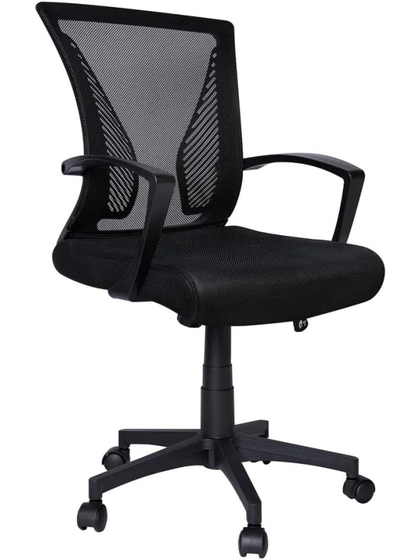 Silla de Oficina Ergonomica Reclinable con Soporte Lumbar y Reposabrazos Ajustables Negro