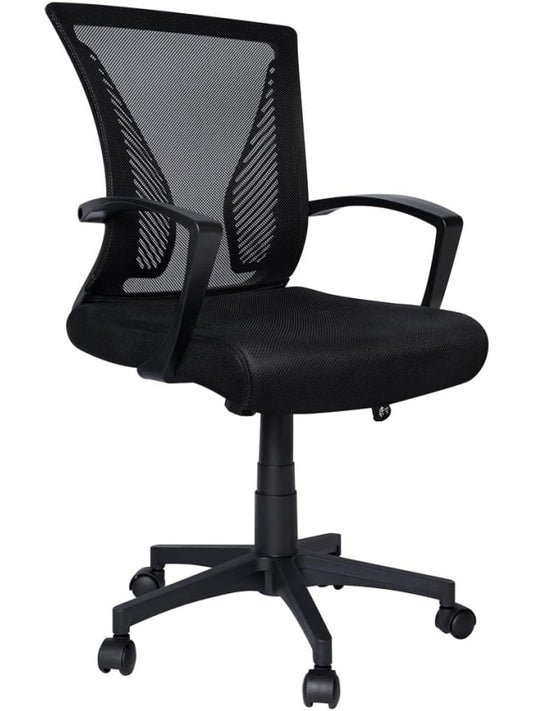 Silla de Oficina Ergonomica Reclinable con Soporte Lumbar y Reposabrazos Ajustables Negro