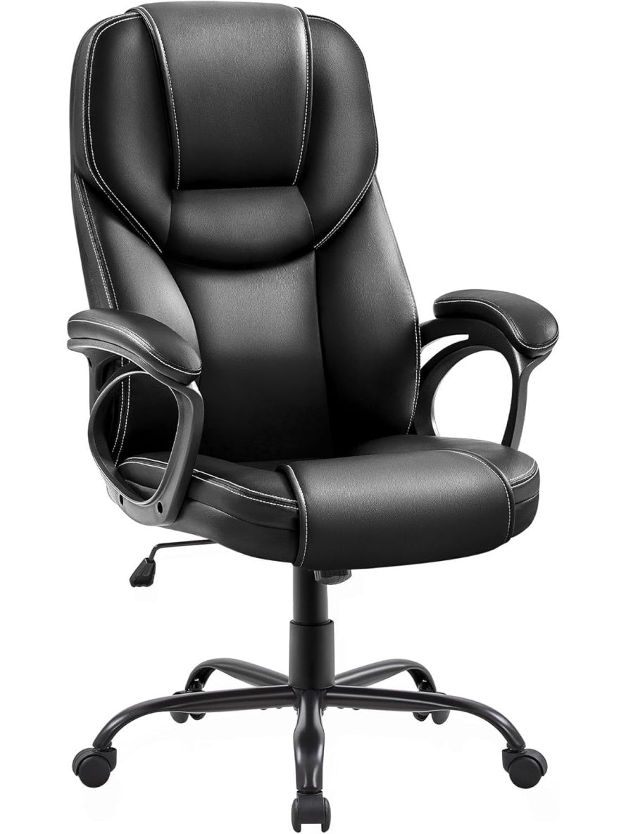 Silla Ejecutiva Ergonomica de Piel Sintetica con Funcion Basculante y Altura Regulable Negra