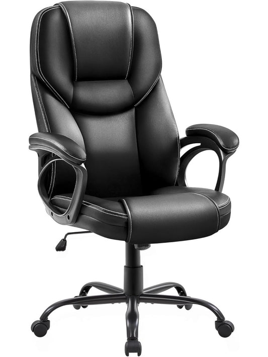 Silla Ejecutiva Ergonomica de Piel Sintetica con Funcion Basculante y Altura Regulable Negra