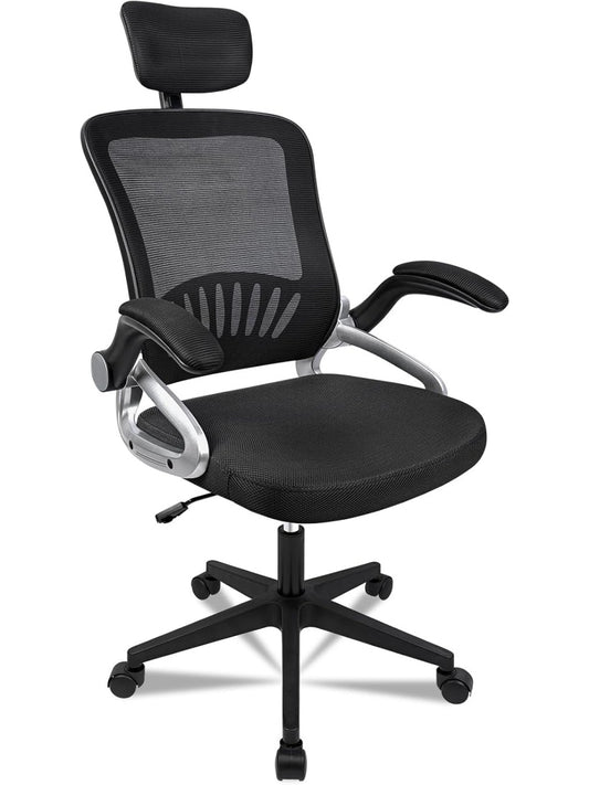 Silla Reclinable Profesional con Malla Transpirable Reposabrazos Ajustables y Soporte Cervical
