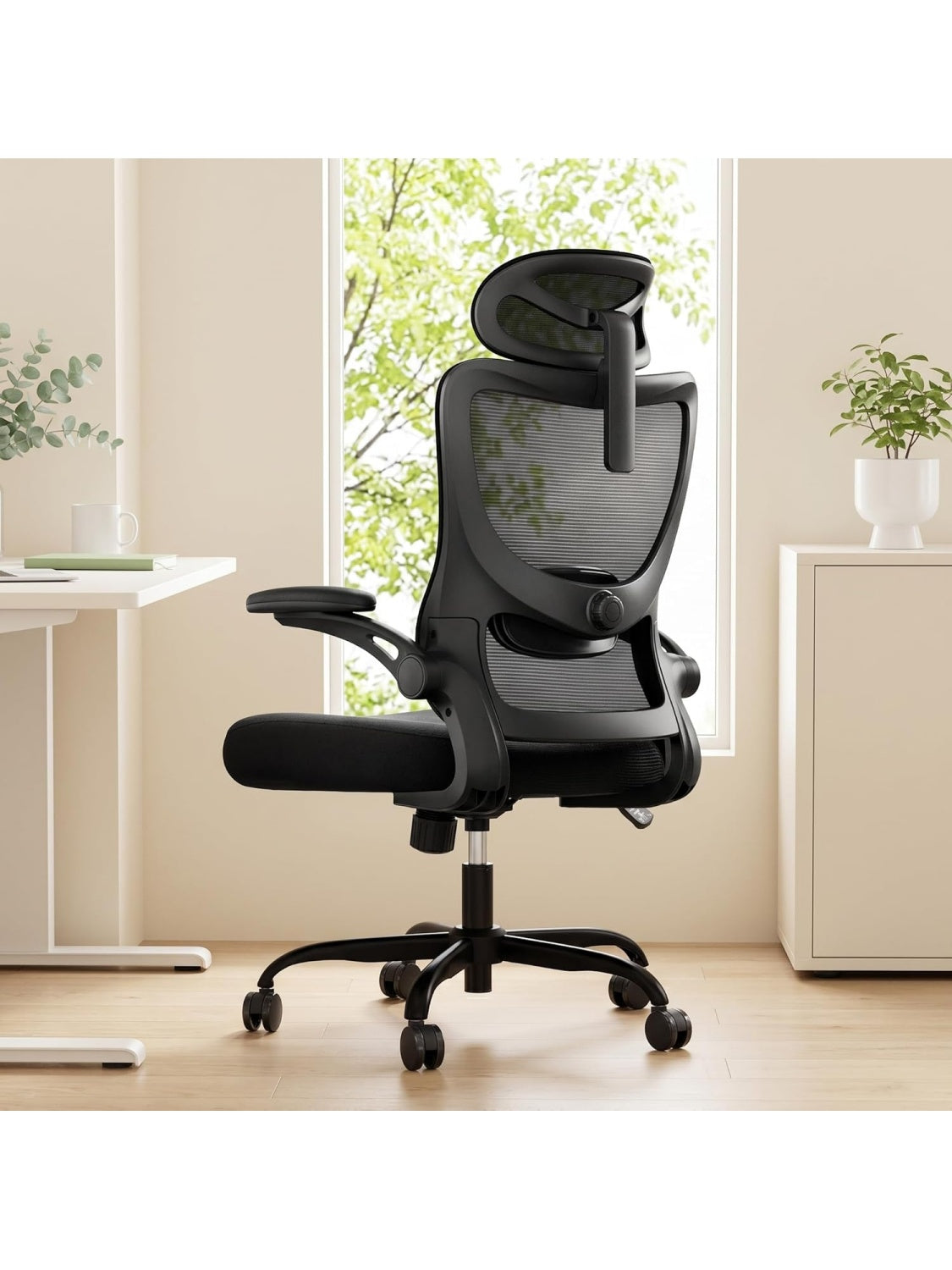 Silla Ergonomica de Oficina con Respaldo Ajustable Reposacabezas y Funcion Basculante