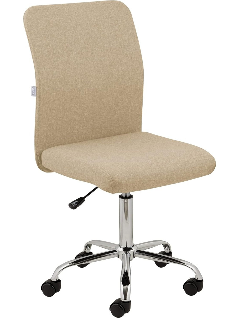 Sillon Tapizado Giratorio de 360 Grados con Altura Variable y Diseno sin Brazos Beige