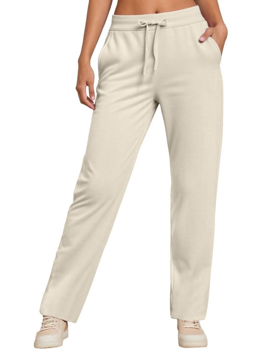 Pantalones deportivos de mujer de cintura alta con pierna recta y diseno comodo para otono e invierno