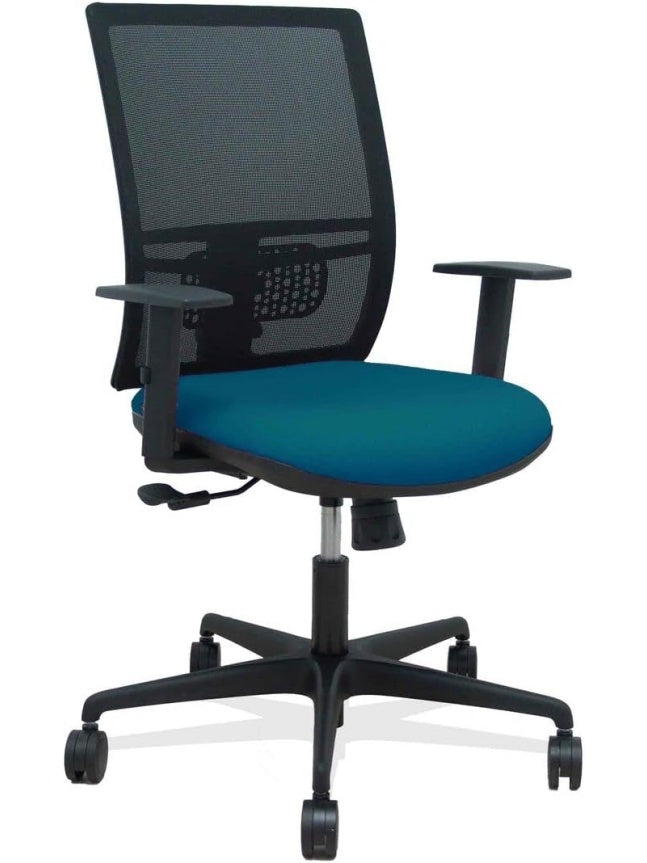 Asiento de Trabajo Moderno con Diseno Ergonomico y Revestimiento Verde Azul