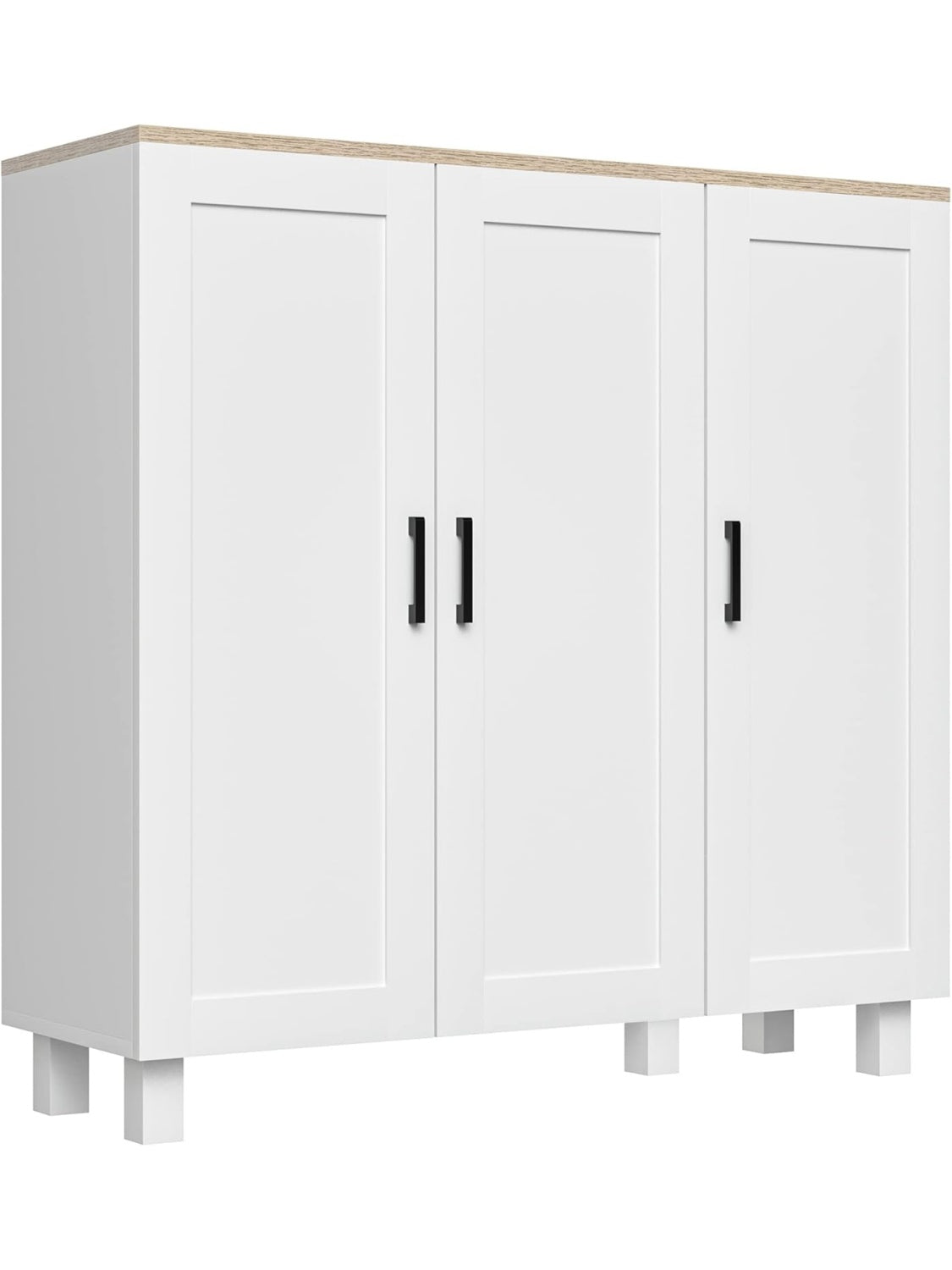 Aparador estrecho con tres puertas estantes regulables y diseno moderno para salon cocina o dormitorio